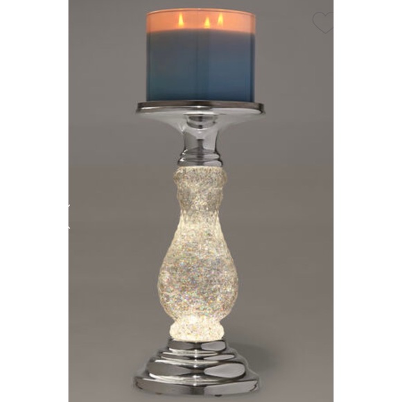 NWT Bath & Body Works SILVER SWIRLING GLITTER PEDESTAL 3-Wick Candle Holder - Picture 3 of 8